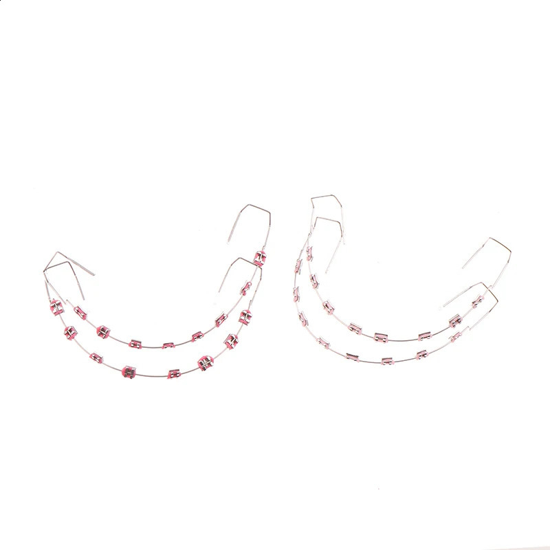 1 Pair Dental Decorations Colorful Temporary Tooth With Metal Wires Metal Bracket And Orthodontic Ligature Ties 250327