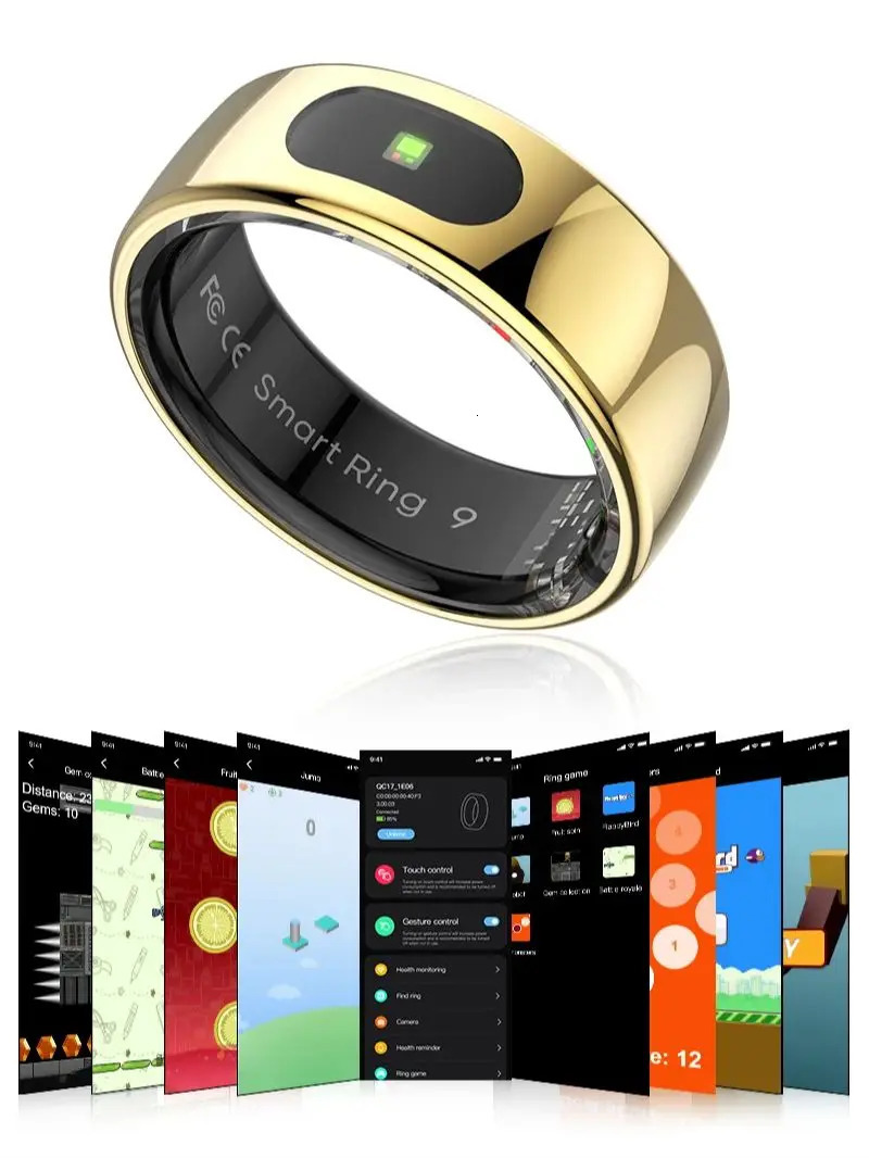 R08 Mens Smart Ring with Female Touch Control Function Health Monitor IP68 5ATM Waterproof Skin Temperature Measurement Smart Ring 250322