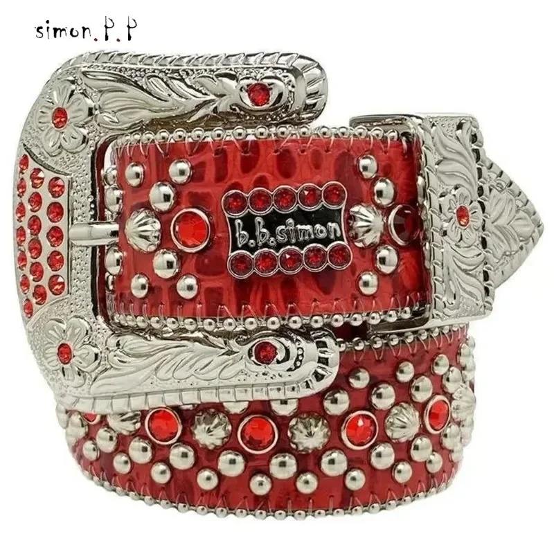 Belt Bb Simon Belts for Men Women Shiny Diamond Belt The Trojan Red Jet AB Cintura Uomo 250312