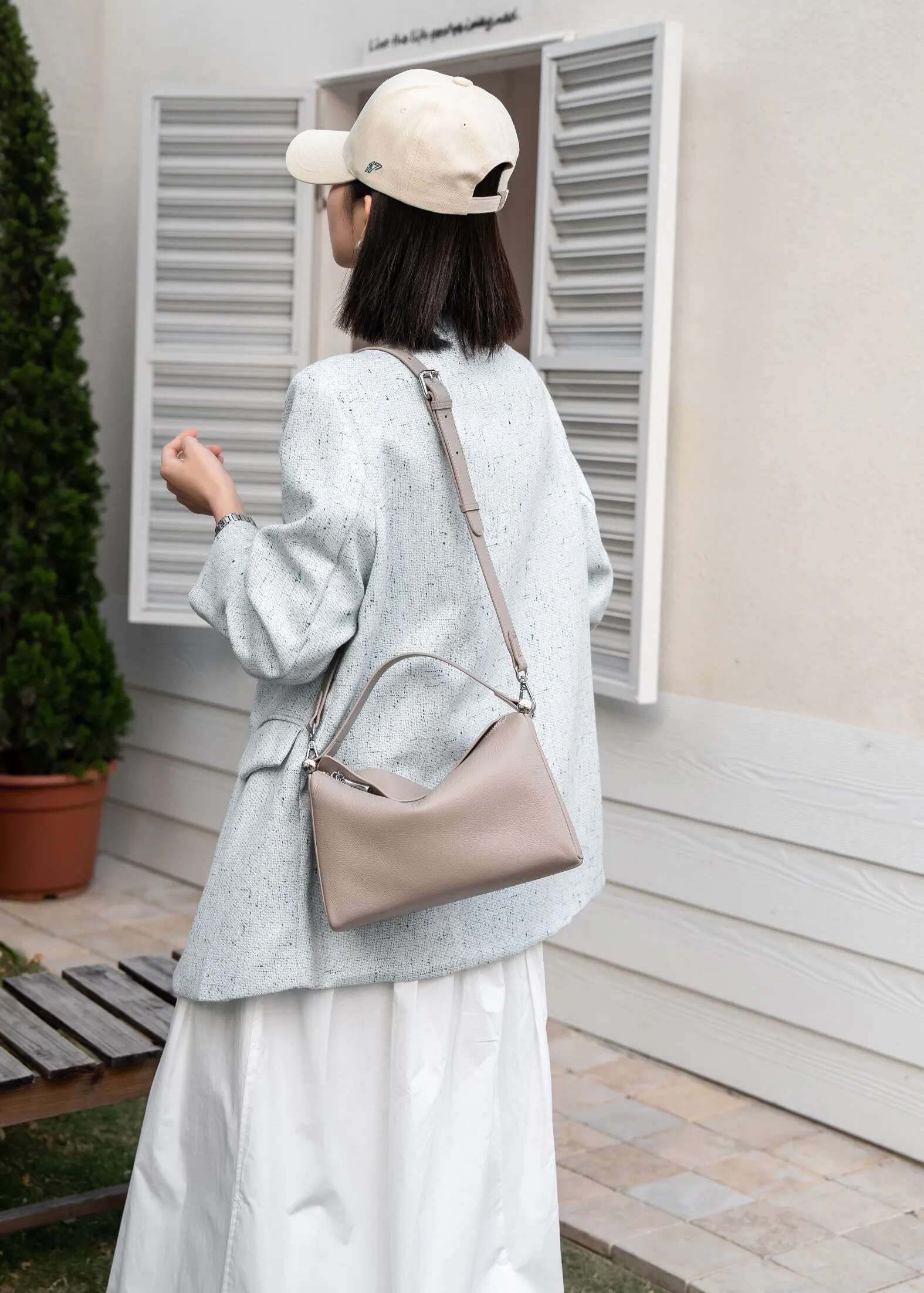 Genuine Leather Fashion Women Shoulder Crossbody Gray Bag Yellow Designer Soft Cowhide Ladie Handbag Female Apricot White