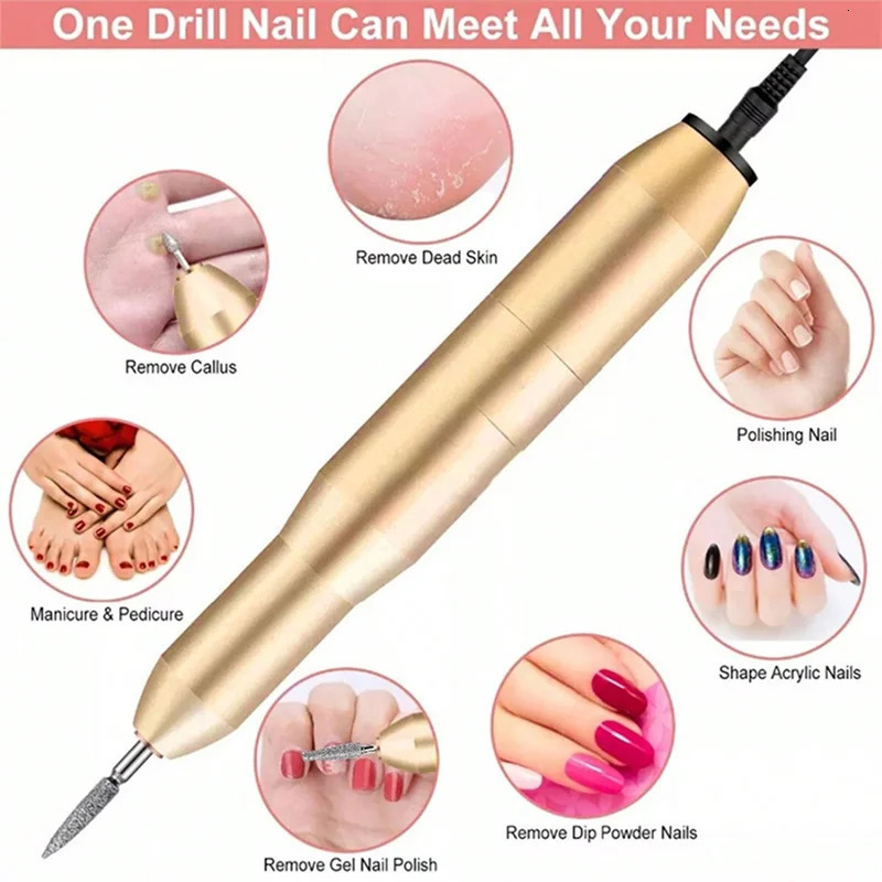 Electric nail grinder nail grinder nail grinder nail drill nail professional tool belt 6 grinding heads and sand ring 250324