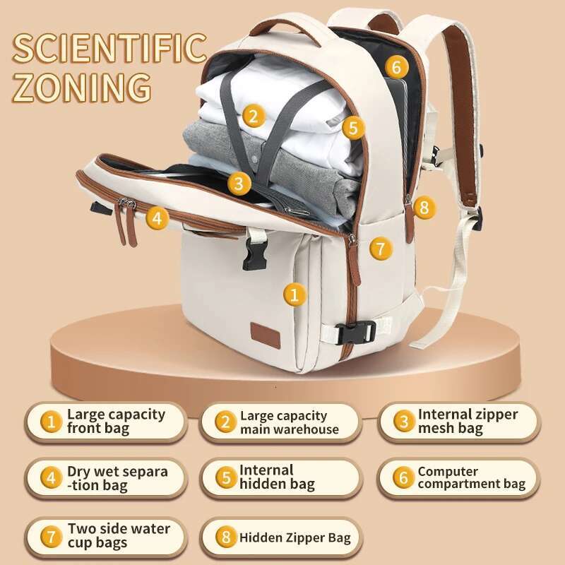 Travel 40X20x30 Cabin Plane Waterproof Expandable Weekender Laptop With USB Port Ryanair Carry-On Women Men Backpack