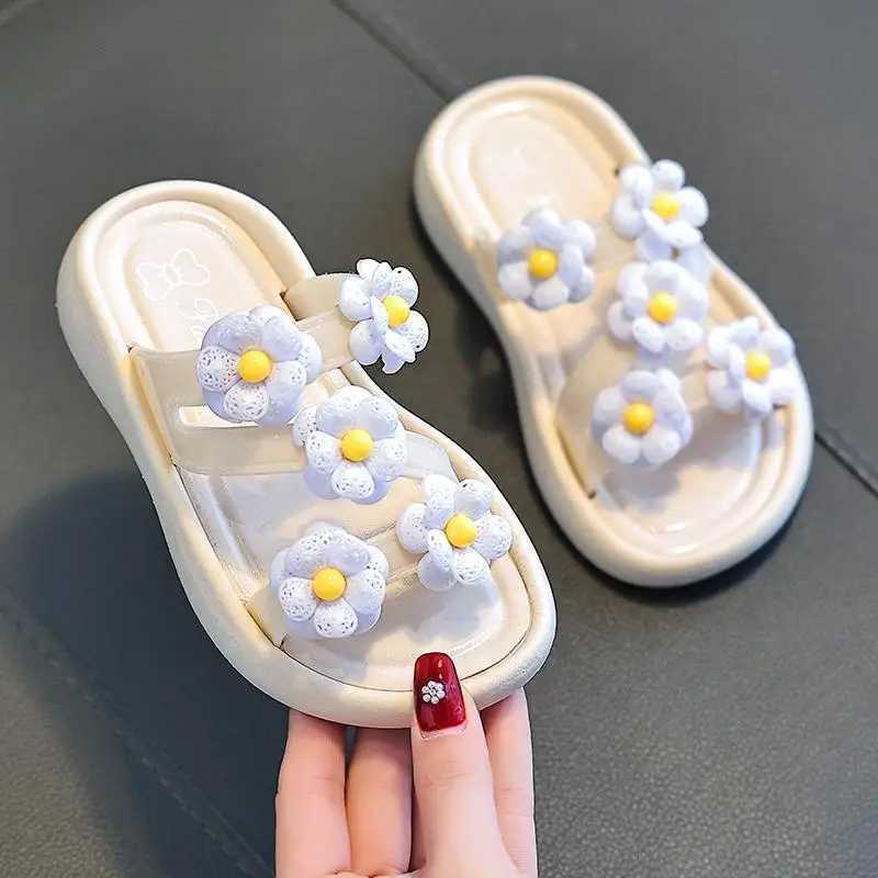 Slipper Flower 3D Girl Fashion Slide Summer PVC Childrens Princess Shoes Barefoot Non slip Soft Bottom Beach Swimming Pool Childrens Slide S25326