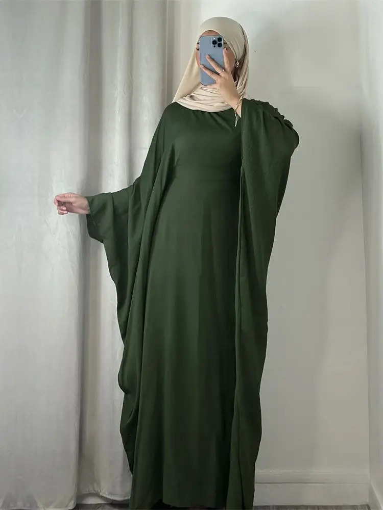 Ramadan Eid al Fitr Soft Crepe Khimar Batwing Abaya Dubai Islamic Muslim Humility African Womens Clothing 250326