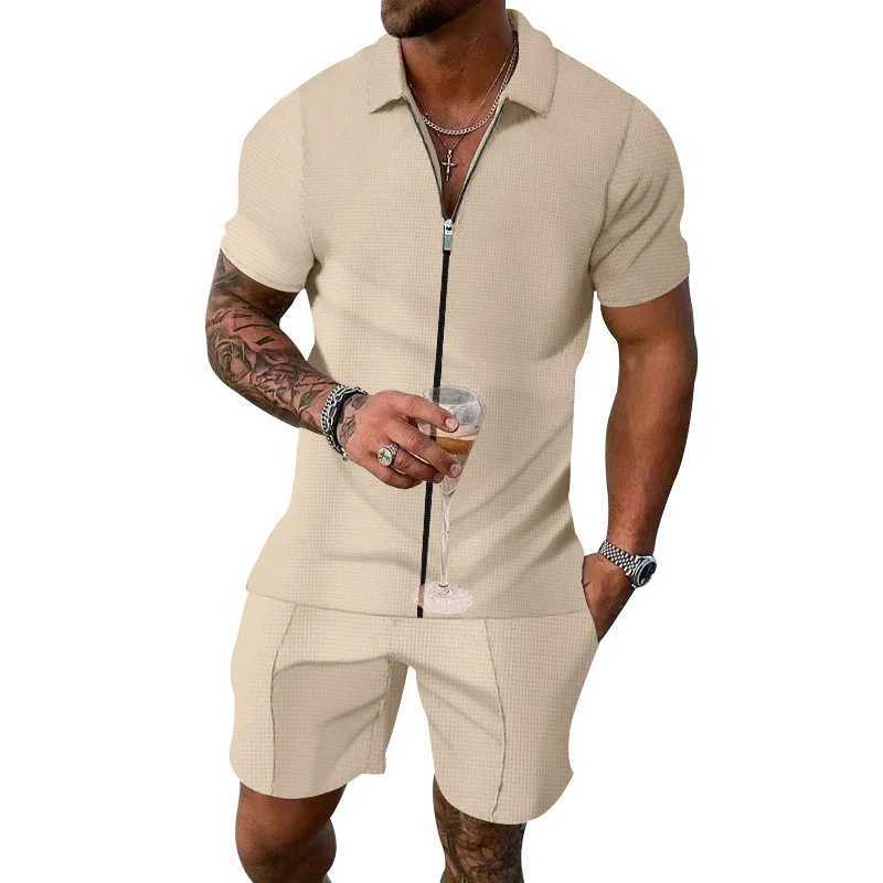 2024 European and American Summer Mens New Casual Business Temperature and Short Sleep SetXJ250326