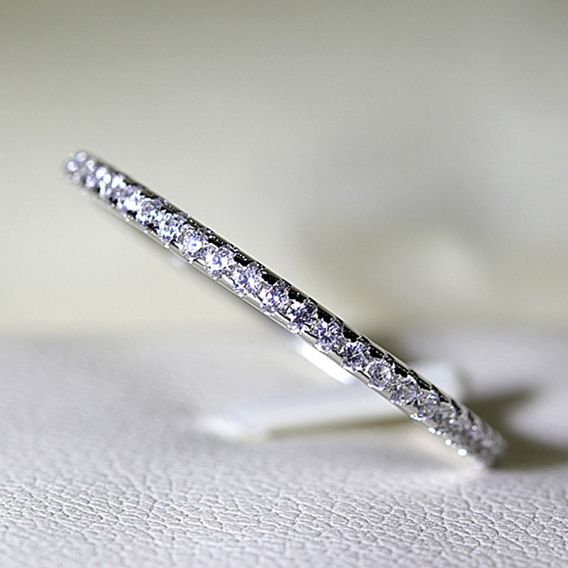 Simple Fashion Jewelry Sweet Cute Wedding Rings Real 925 Sterling Silver Pave White Lab Moissanite Diamond Zircon Party Women Engagement Band Ring Gif