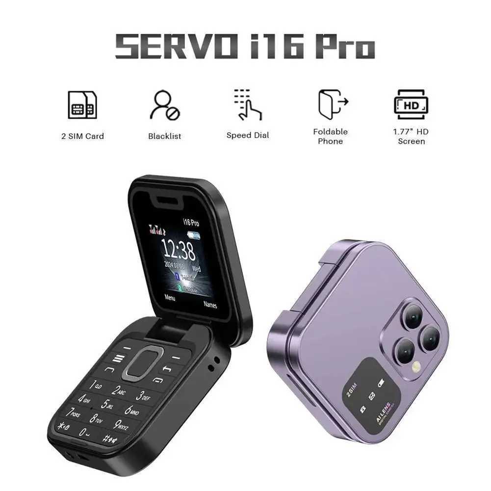New I16 Pro Mini Dual SIM Folding Phone Video and Voice Player Magic Radio Phone Flip FM Box Mini Flash B4M3 M250327