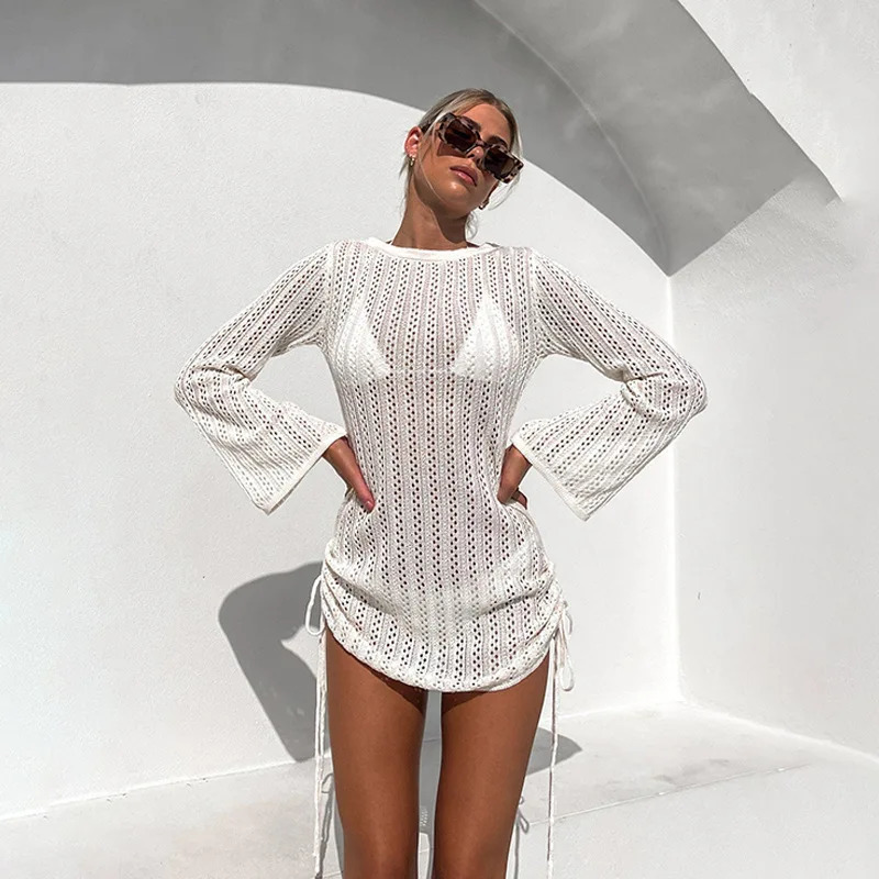 2025 hollow shoulder strap backless Sunblock beach shirt jumpsuit fashion womens summer top 250324