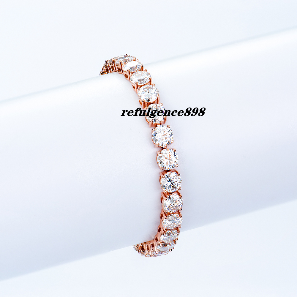 Wholesale Bulk Order Fast Delivery Luxury Women Gift 6mm Rose Gold Plated 925 Silver Mossanite Moissanite Tennis Bracelet