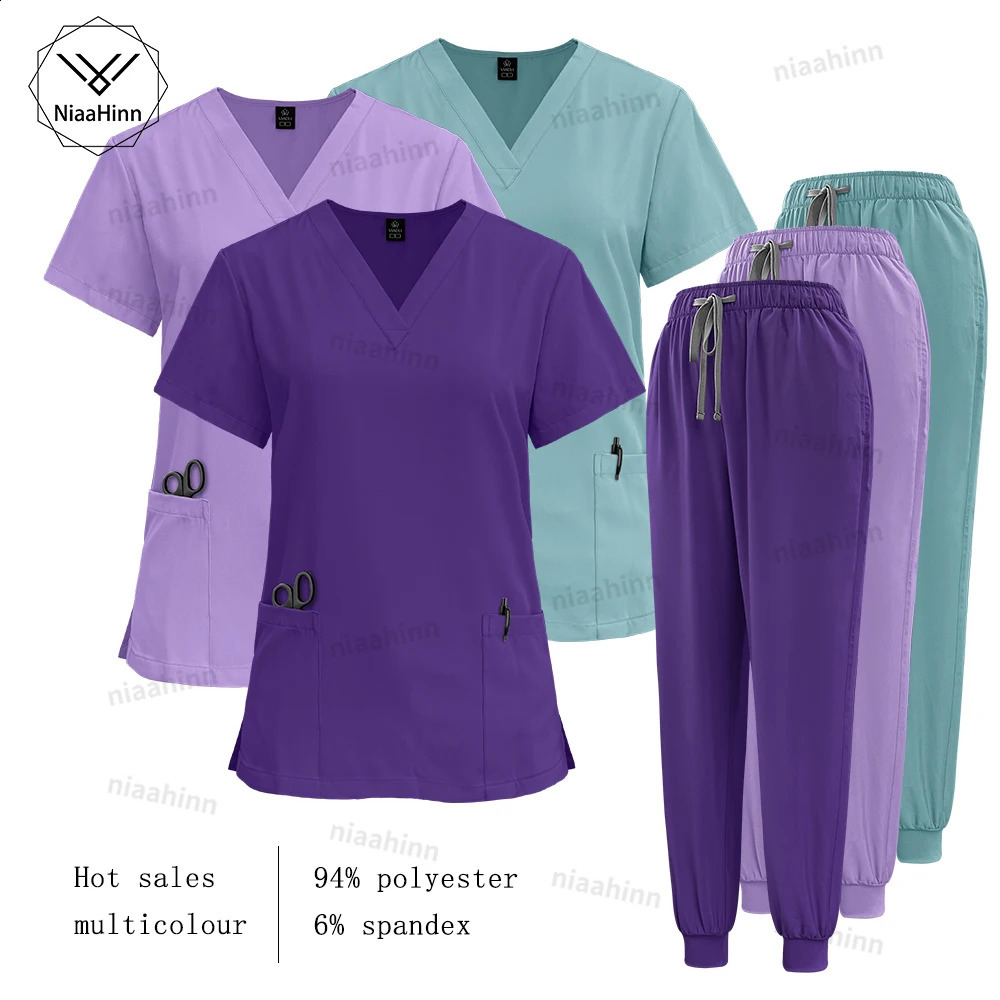 frosted nursing gowns highquality elastic care solid color uniforms wholesale workwear unisex styles 250326