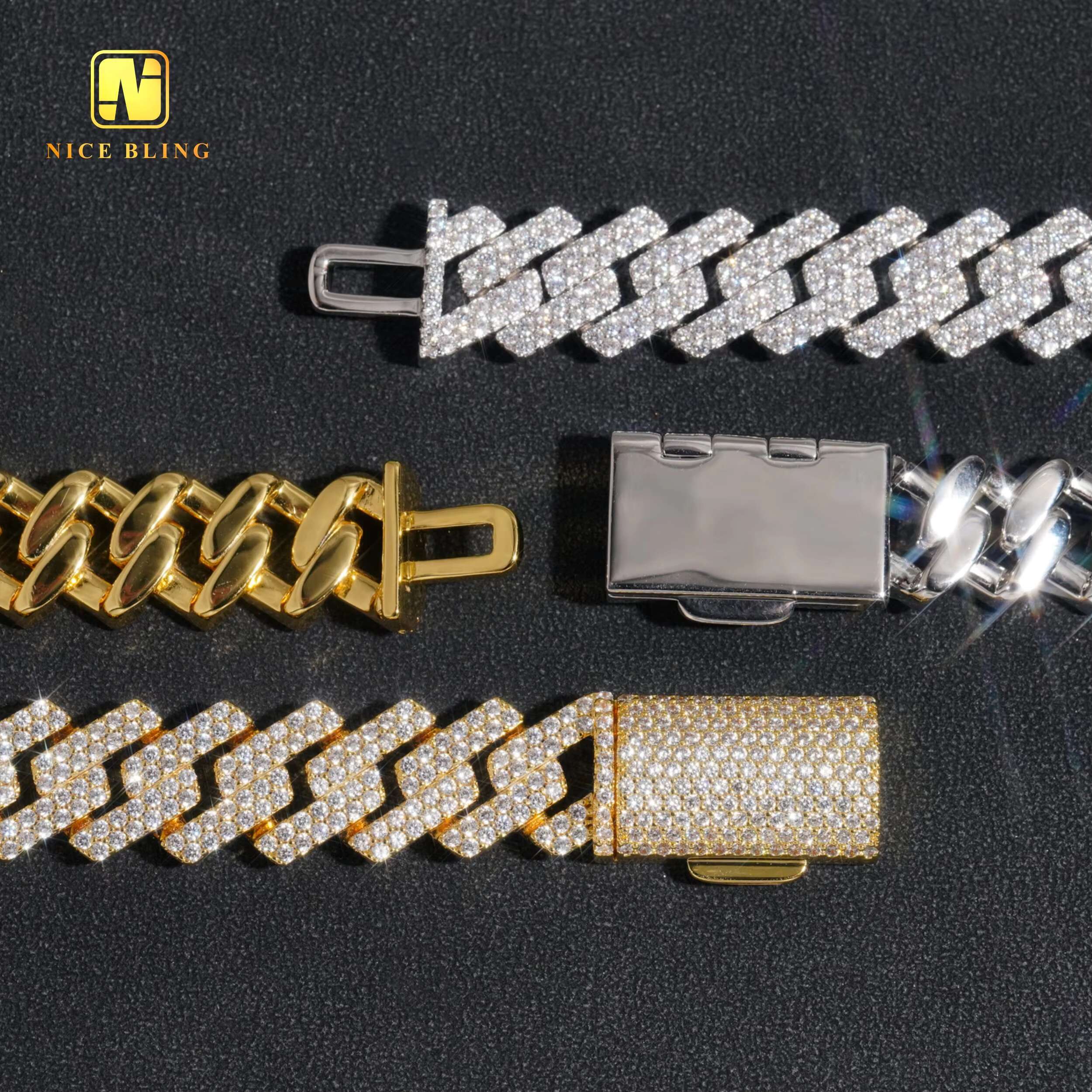 18K Gold Plated Factory Price 15mm Cuban Link Chains Men Fashion Brass Jewelry 5a Cz Diamond Cuban Chain Pendant Necklaces