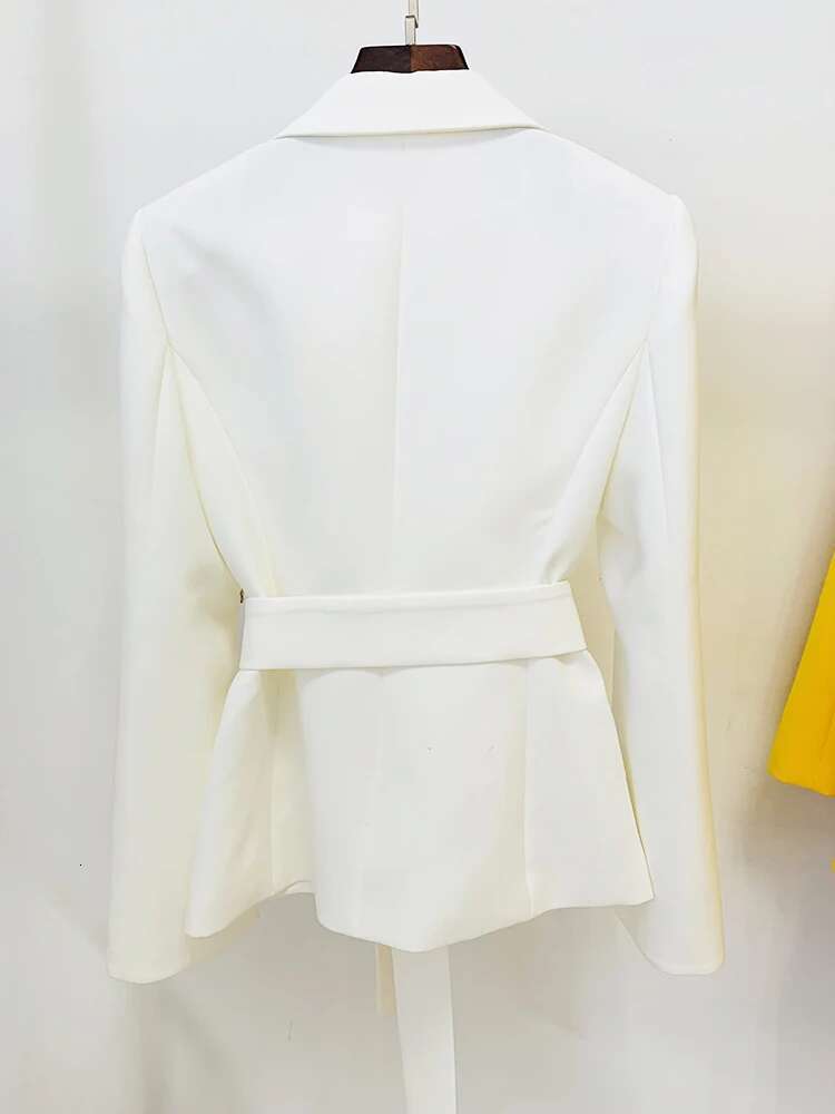 HIGH STREET Newest Fashion 2024 Designer Jacket Women's Slit Sleeve Rhie Dias Beading Belted Blazer