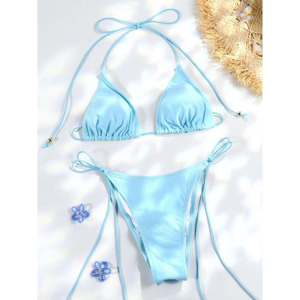 Sexy Triangle Mini Sets Micro Thongs Swimsuit Women Bathing Suit Biquini Bandage Beachwear Print Swimwear Thong Bikini