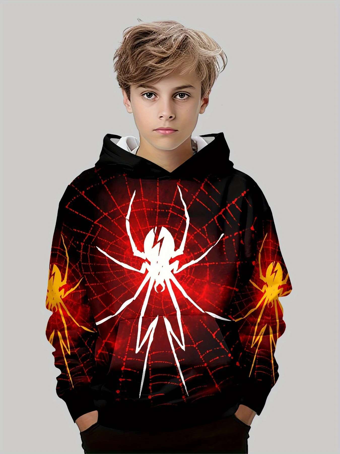 Ddmyshoesvip Sweatshirt D Spider Printed Pullover Hoodie Long Sleeve Boys Hoody Fall Spring Casual Girl Hoodies Child House Clothing