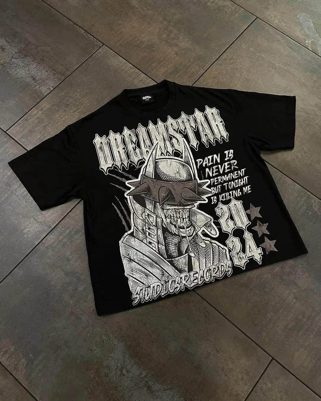 Hip Hop Casual American T Shirt Streetwear demon graphic t shirts Print Cotton Oversized Harajuku Gothic Short Sleeved y2k top 250318