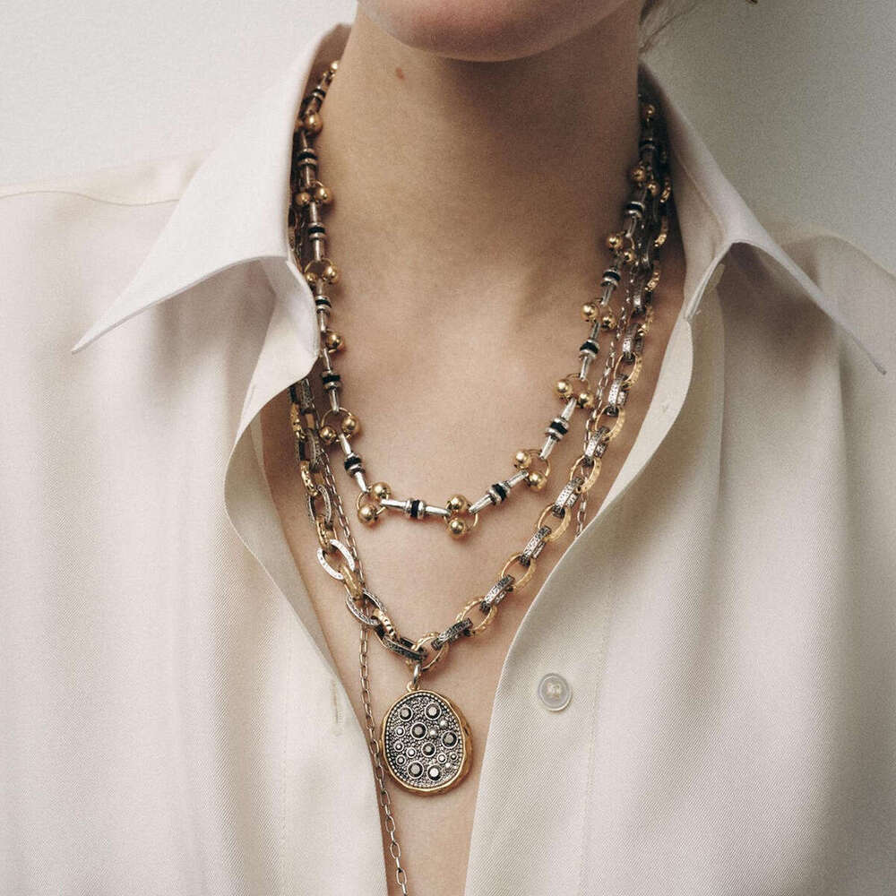 Luxury Minimalist Animal Horn Pendant Necklace Set Three Piece Layered Chain Women Fashion Statement Jewelry