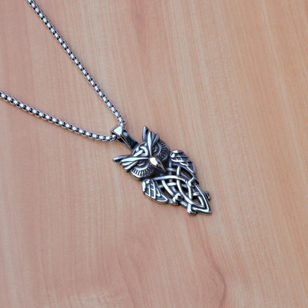 Vintage Viking Owl Necklace - Titanium Steel Men's and Women's Pendant Nordic Style