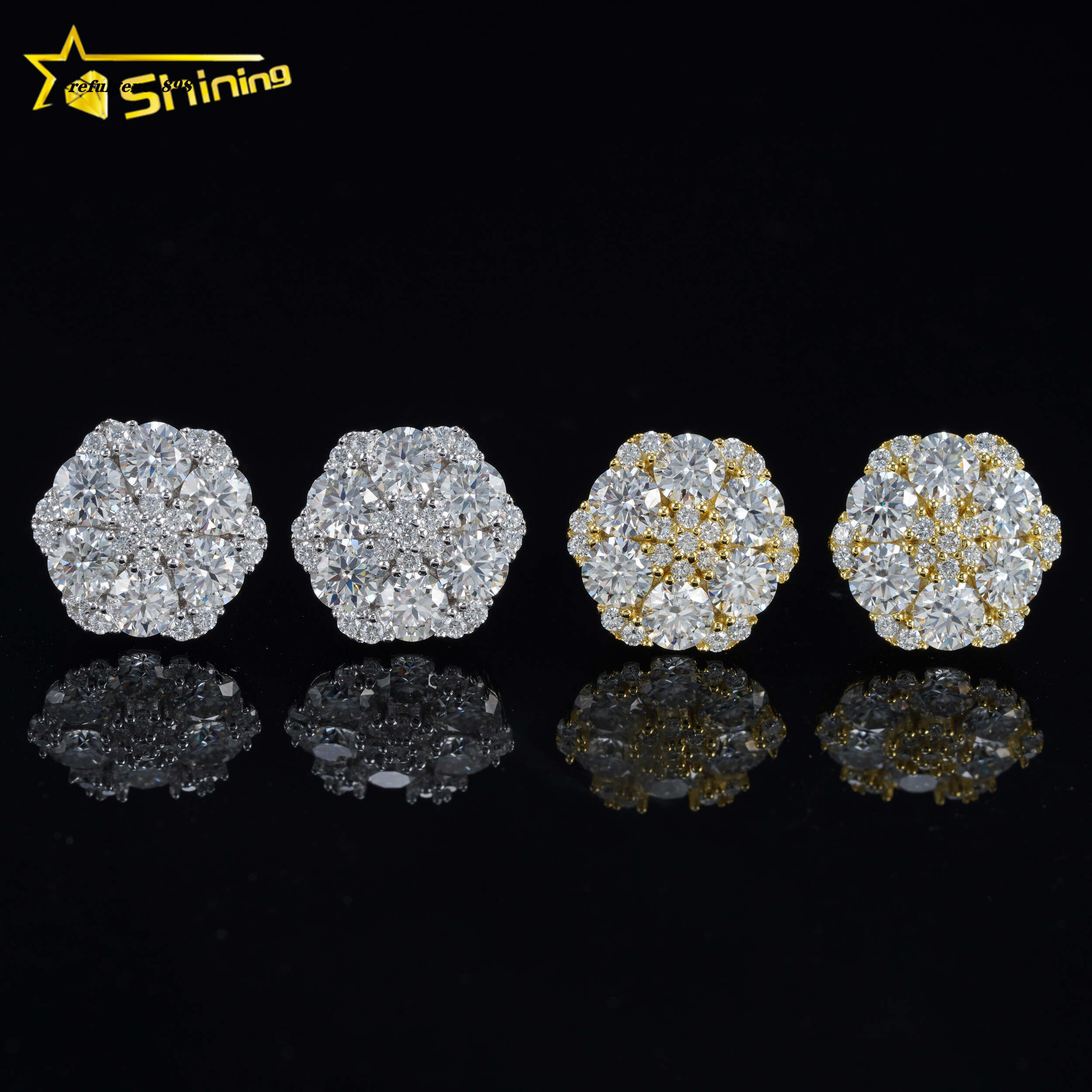 Screw Back Fashion Earring Fine Jewelry 925 Sterling Silver Gold Plated VVS-FL Moissanite Diamond Stud Earrings Ready to Ship