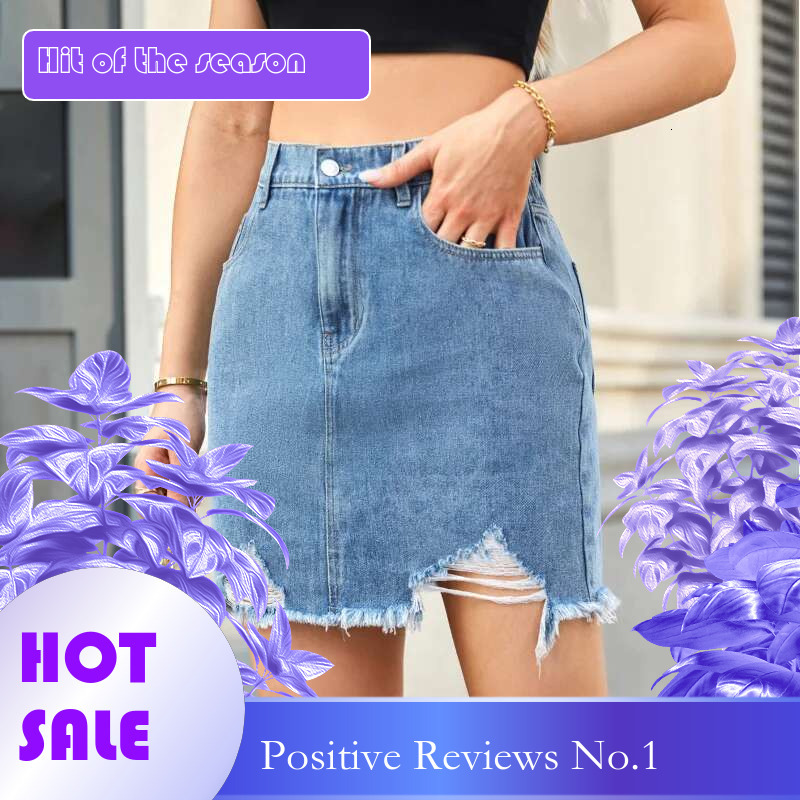 Dongdumaoyi Nieuwe Damescollectie Gewassen Denim Minirok Met Ruwe Zoom Trendy Midi Rok Stijl B