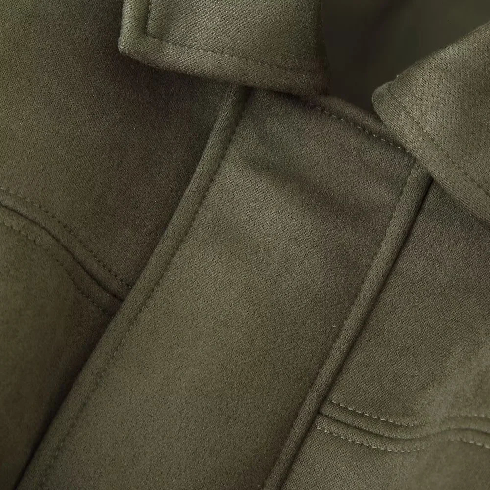 Womens Clothing European and American Fashion Variations Suede Texture Effect Female Pilot Jacket 250326