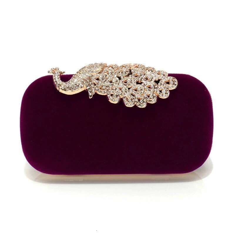 Retro Black Evening Bag Women's Elegant Formal Wedding Party Handbags Vintage Veet Clutch with Pea Crystal Red Purses