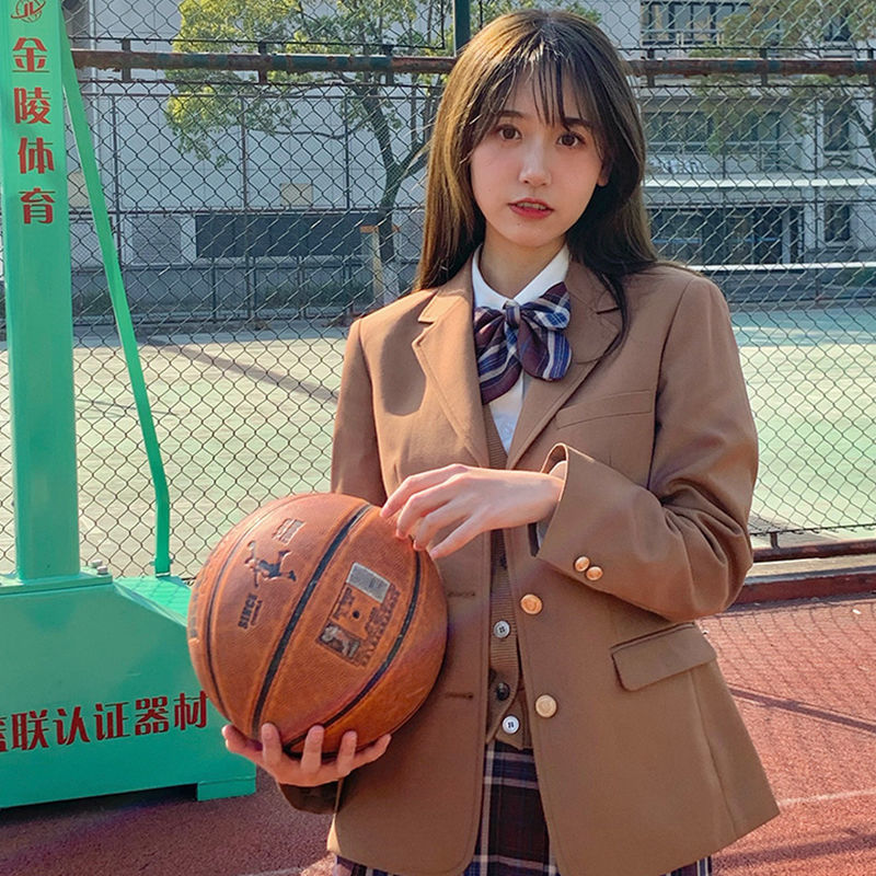 T326Female Student Brown Blazer - Stylish Classroom Uniform for Girls