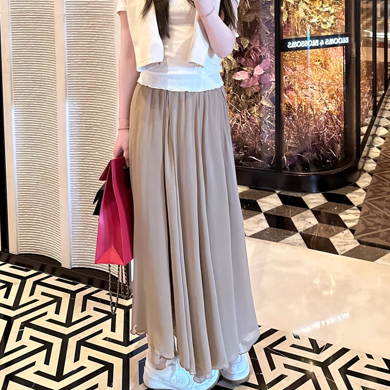 L6290 Master quality flowing elastic chiffon skirt a-line skirt long 2025 spring new slim