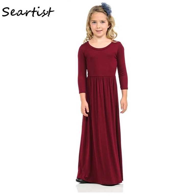 Seardit Girls Beachwear Long Dress Baby Dress Spring/Summer Beach Sleeping Plain Bohemia Princess Leisure 2023 New 35 W250326