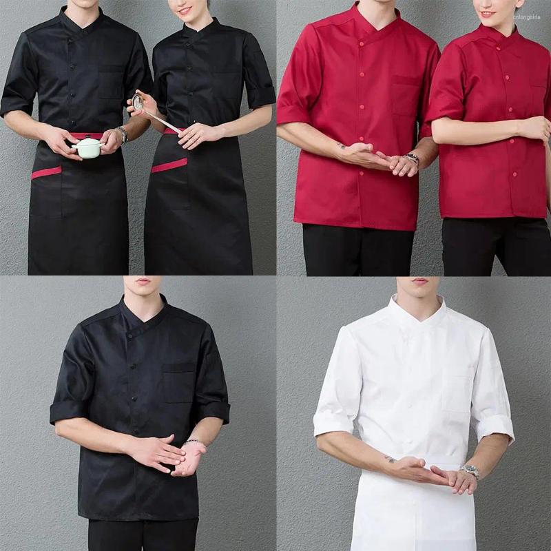 Men's Jackets Women 3/4 Sleeve Chef Coat Work Clothes Kitchen Jacket M
