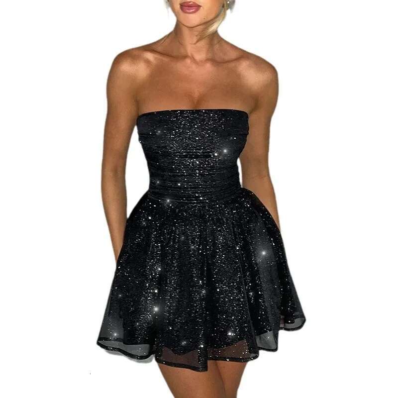 Dongdumaoyi Nieuwe Strapless Elegante En Stijlvolle Cocktailjurk Van Tule Voor Dames Met Rugloos Ontwerp