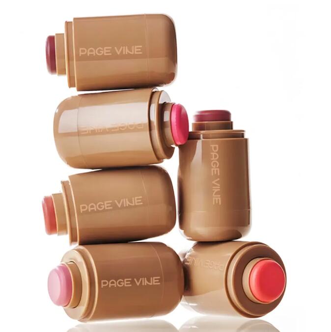 PAGE VINE Pocket Blush Stick 6 Colors juice box frecke Spicy Marg Multi-Functional Lip & Cheek Hydrating Stick Highlighter Waterproof Natural Blush