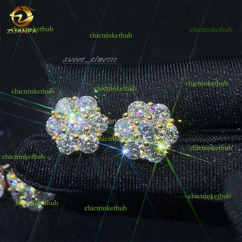 Zuanfa Popular Pass Dia Tester Fine Jewelry Sier 8mm 12mm 15mm wer VVS Moissanite Stud Earrings