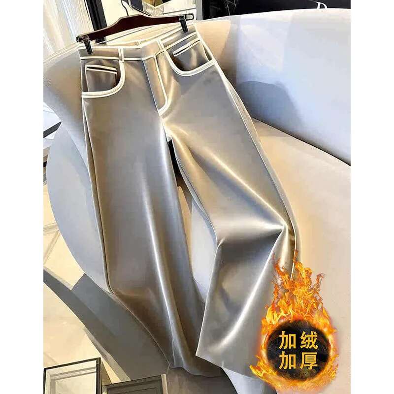 Limiguyue High-End Grey Veet Pant For Women Soft Thicken Long Pants Autumn Winter Casual Straight Legs Trousers Versatile 655P