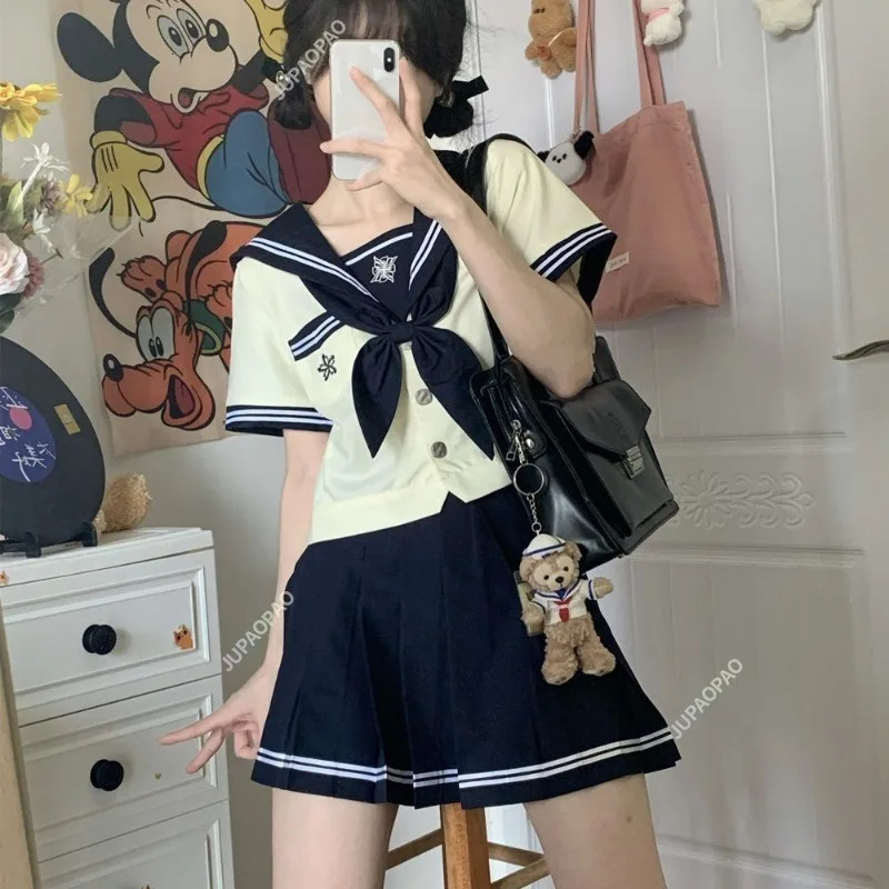 Japanese y JK Uniform Ins Style Sailor Academy Sleepy Sleep Folded Skiwear Youth 250326
