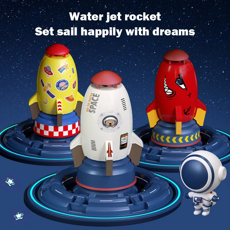 Flying JET Rocket Fountain Sprinkler Splashing Water Toy for Kids 360 Degree Rotating Outdoor Pool Party Childrens Summer Toy 250326