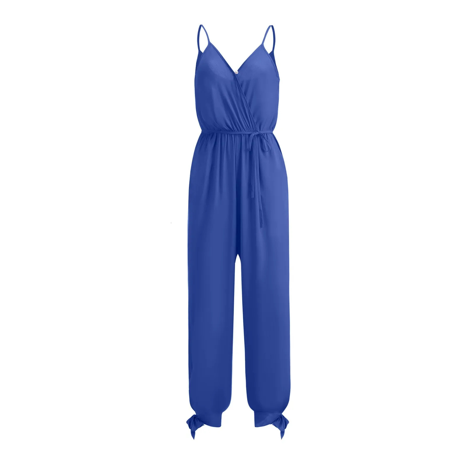 Womens jumpsuit summer casual sleeveless womens loose deep Vspaghetti shoulder strap 250326