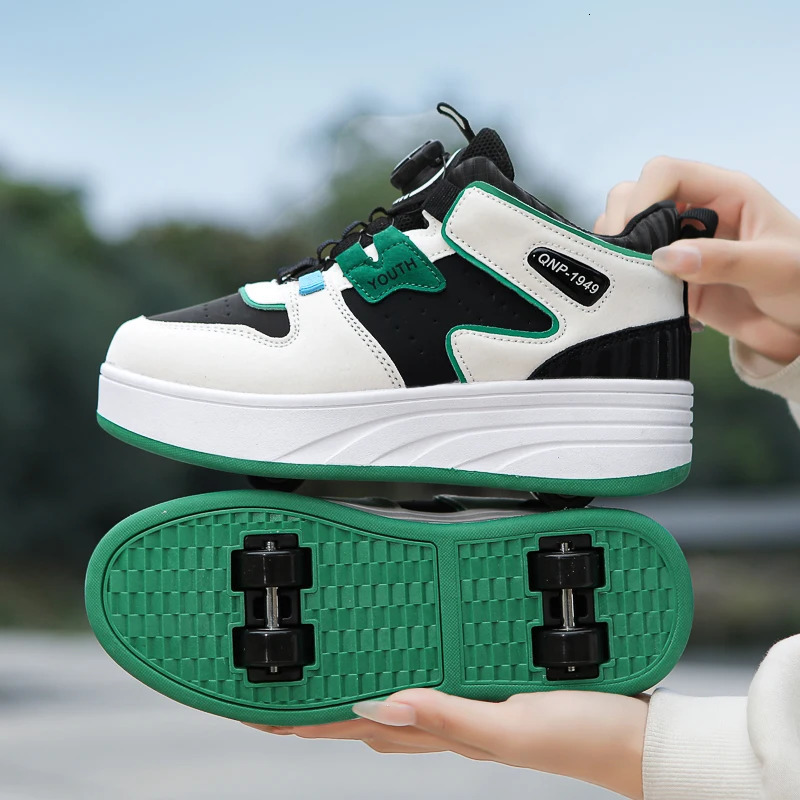 Students childrens shoes four wheel light shoes Boys invisible roller shoes large size outdoor sports walking shoes women 250326