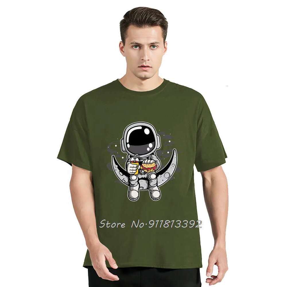 Men s cartoon astronomer pattern T shirt cotton summer clothing round neck short sleeved casual fashion