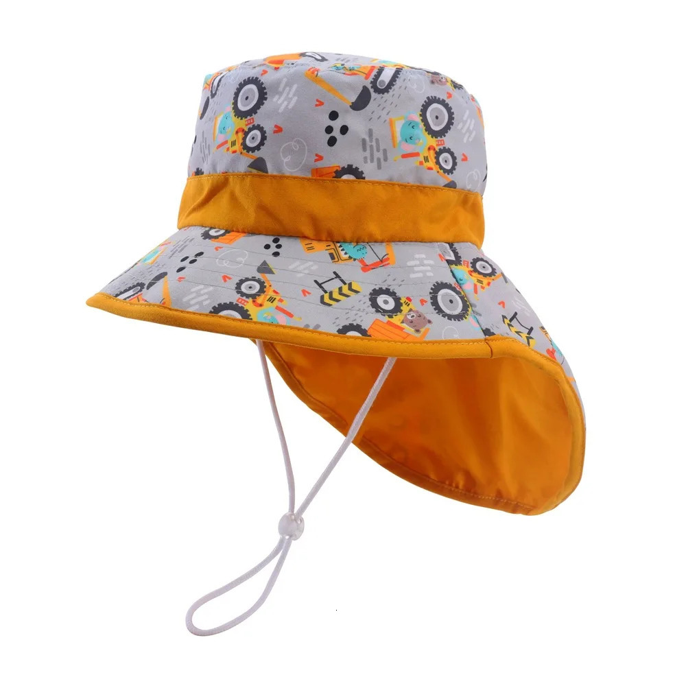 Panama Summer bucket Hat for Boys Girls Cartoon Childrens Beach Shawl Hat Kids Wide Brim UV Protection Outdoor Sun Cap 250326