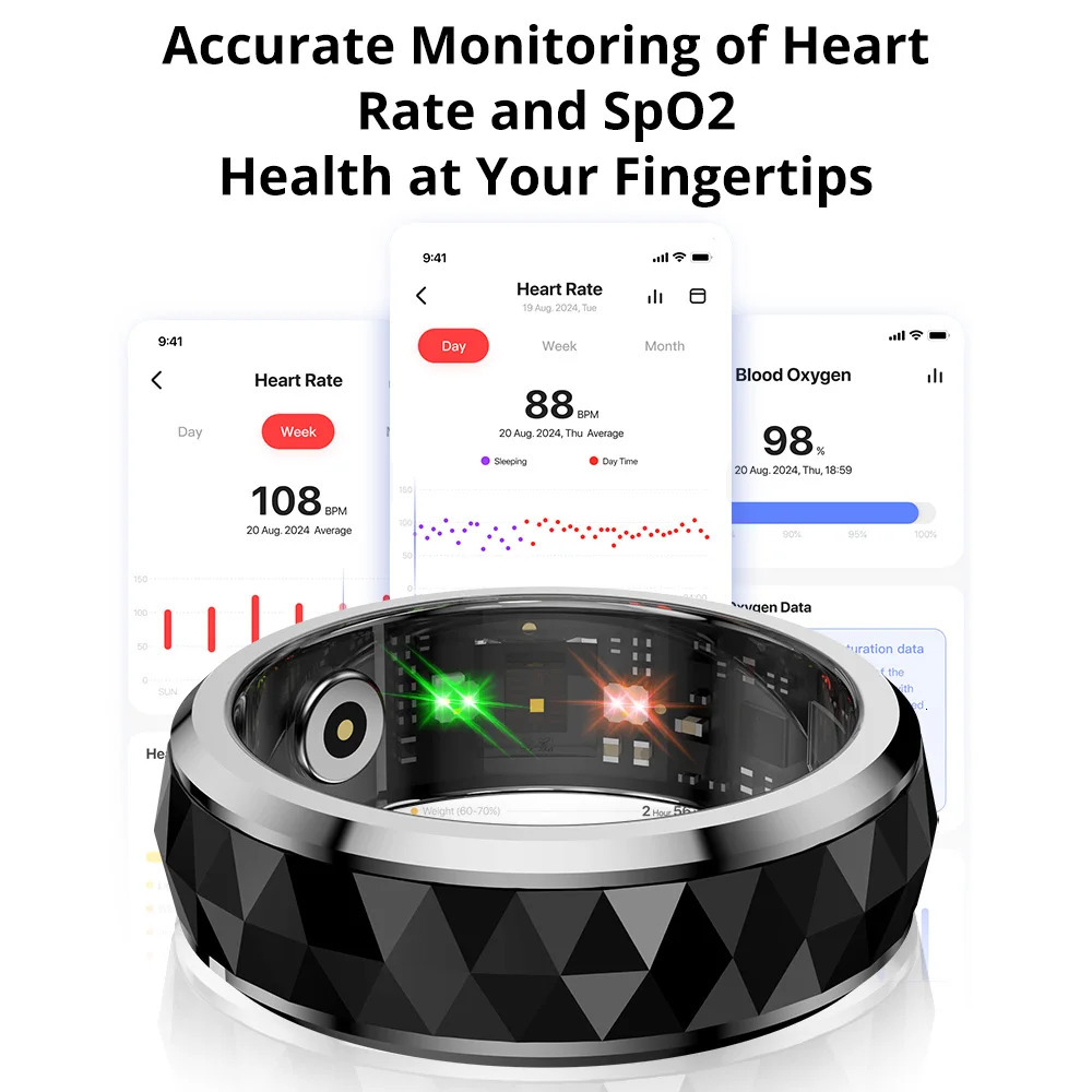 COLMI R11 Smart Ring Fidget Spinner Anxiety Relieve Ring with Charging Case for Men Health Sleep Monitor 5ATM Waterproof 250322