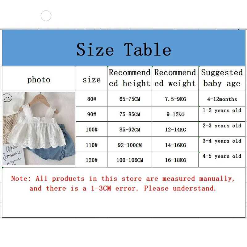 Girls clothing set summer childrens clothing girls lace edge pure white baby girls casual white suspension+denim tight fitting clothes for childrenT25