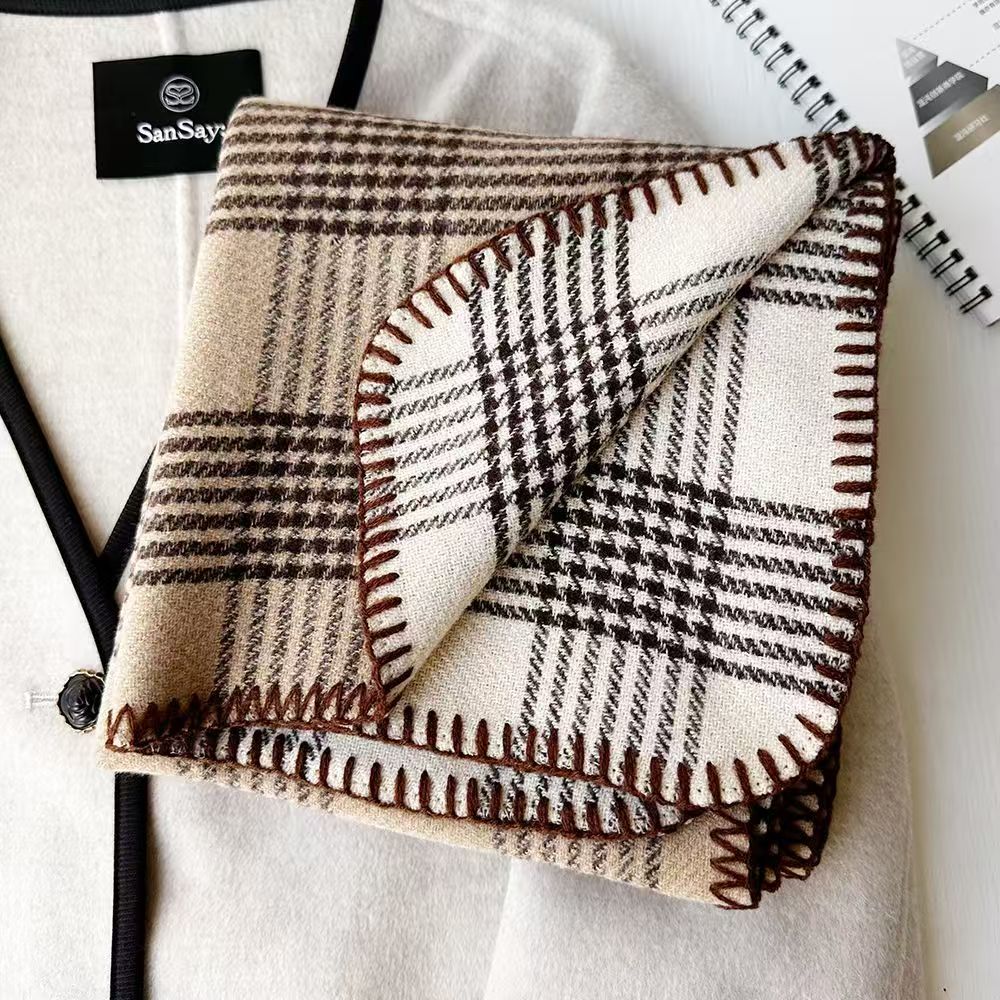 T365 plaid new scarf winter Korean student cashmere Korean version of the hundred shawl double-sided warm neck scarf