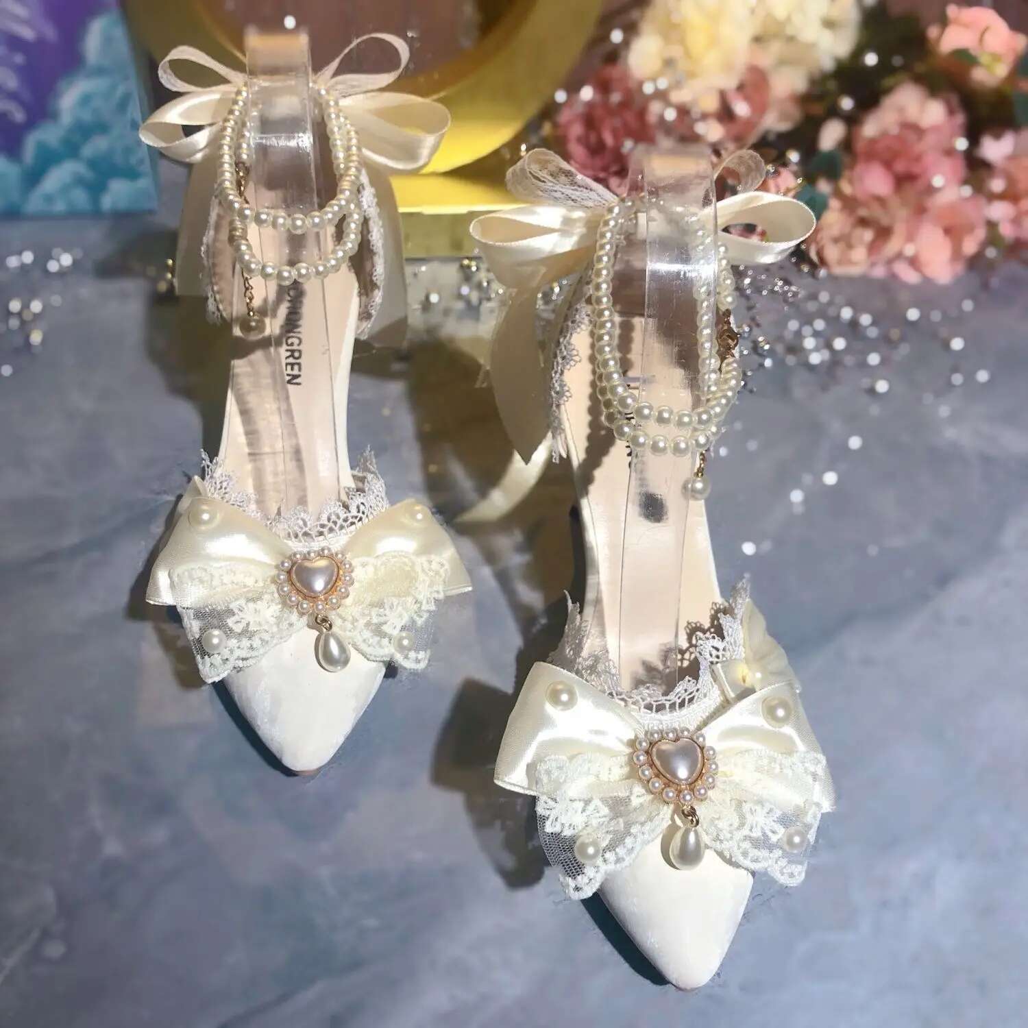 White Bridal Shoe Wedding for Women Mary Jane Elegant Woman Heeled Designer Heels Y2k Style Shoes