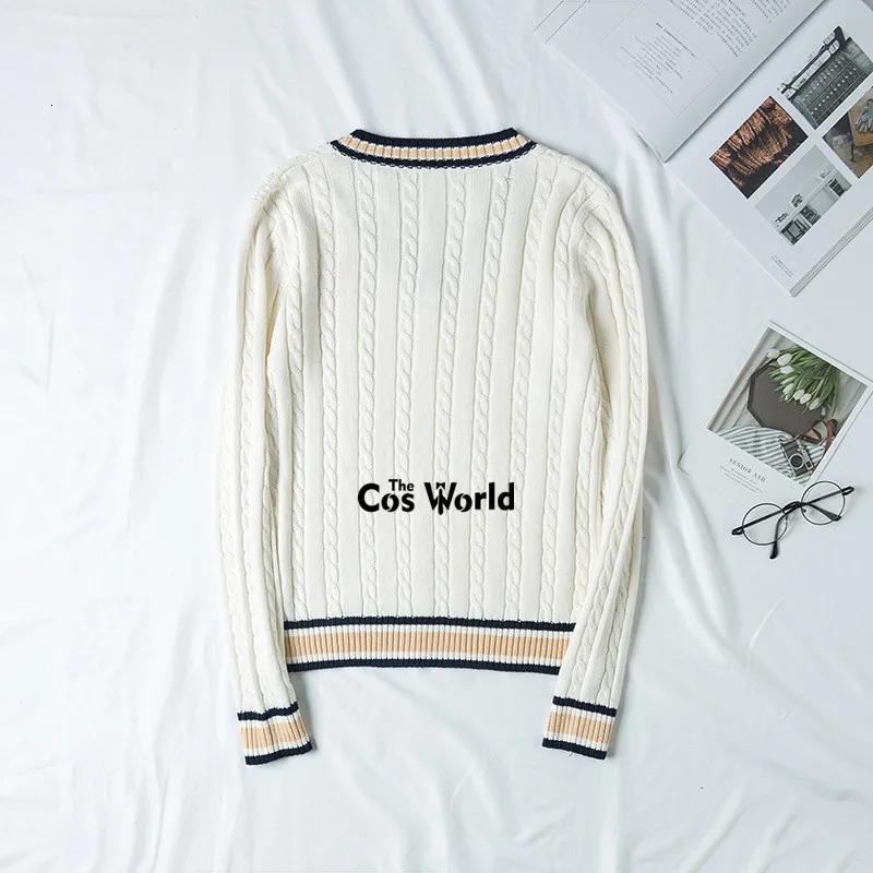 SXXL autumn and winter mens long sleeved knitted top with floral Vneck sweater suitable for JK school uniform student clothing 250326
