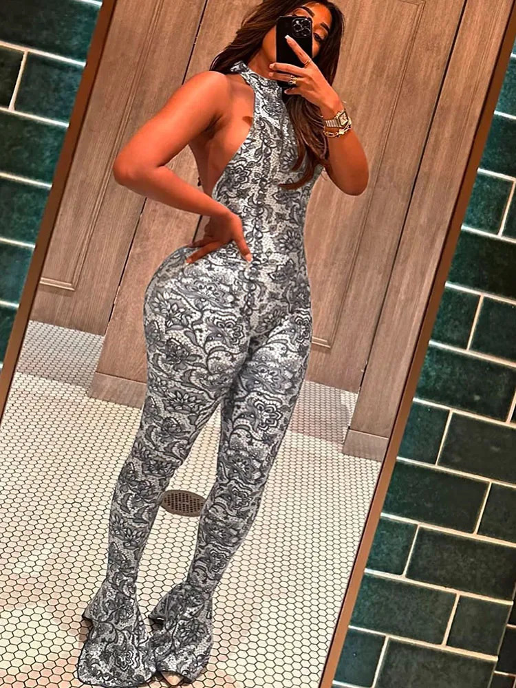 Strange cat peach button jumpsuit womens sexy summer backless sleeveless tight fitting Arab midnight stretch streetwear jacket 250326