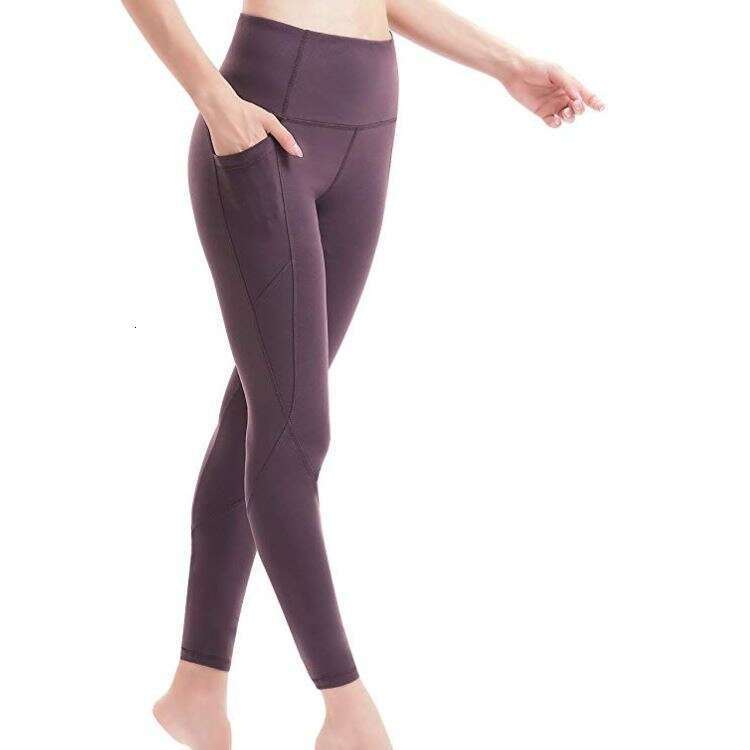 Women Yoga Pants New High Waist Elastic Tight Running Sport Breathable Solid Color Side Pocket YJ