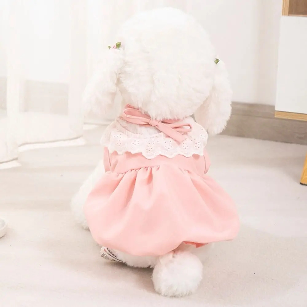 Summer Solid Color Cat Princess Dress Breathable Soft Cat Lace Skirt Elastic Thin Cat Dog Costume 250326