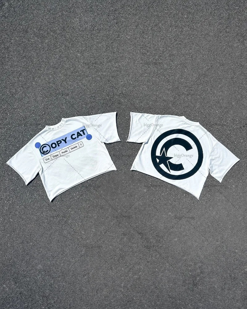 European and American Street Summer Shortsleeved Oversized Loose Cotton Tshirt with Graphic Print Casual Versatile Tops Men 250318