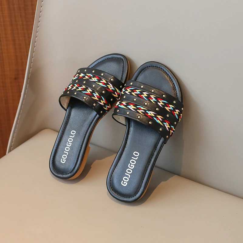 Slipper Girls anti slip and multi-color flat flip cover for 2024 summer comfortable PU casual flip cover size 26-36 S25326