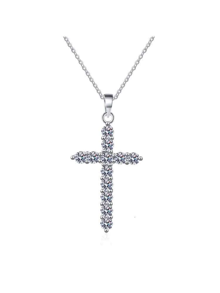 MoisaLuxe Official Store GRA Moissanite Plata Sterling 925 Silver Pendant Necklace Cross Clavicle Chain Items Diamond Jewelry